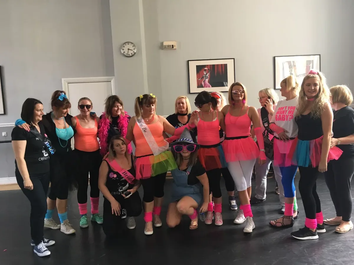 Hen party group celebrating after their dance class